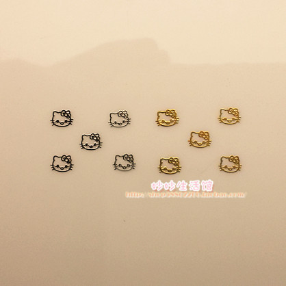 美甲飾品 合金/金屬貼片 金銀色holle kitty 超薄款